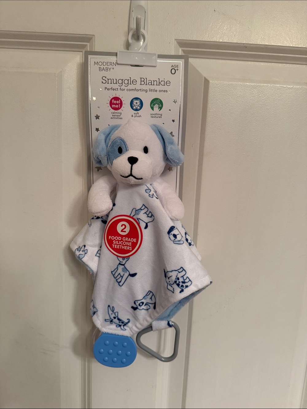 Modern Baby Blue Puppy Dog Snuggle Lovey Infant Boy Plush Security Blanket New